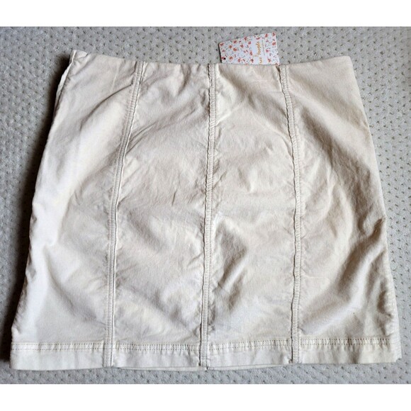 NWT Free People Stretch Fine Wale Corduroy Mini Skirt Ecru Ivory, size 12 - Picture 2 of 8